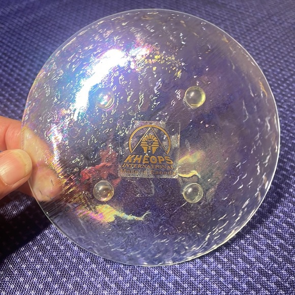 KHEOPS International Opalized Iridescent Glass 5" Footed Dish CANADA - Picture 2 of 3